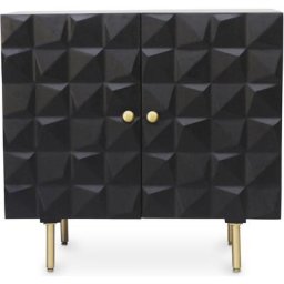Buffet design en bois noir - Vintra Noir - Métal, Bois de manguier - Noir