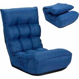 Chaise Pliable de Sol Relax - Dossier à 4 Position Réglable 90°-150° en Tissu de Lin de Style