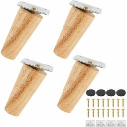 Lot de 4 Pieds de Canapé Bois Massif, Pieds de Meubles pour Fauteuil, Table de Nuit, Armoire,