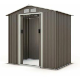 Trigano - Abri de jardin métal gris/vert 2,12 m² + kit d'ancrage - Gris