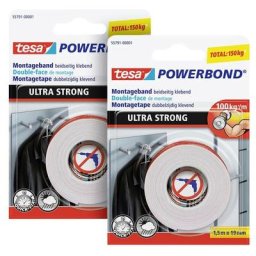 Ultra strong 55791 Ruban de montage (l x l) 1.50 m x 19 mm 2 pc(s) - Tesa