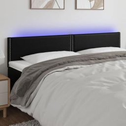 Armoire de tête de lit - Moderne Tête de lit à led Noir 180x5x78/88 cm Similicuir FR5404