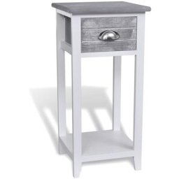 SalesHot® Armoire chambre - Petit Commode Table de chevet avec 1 tiroir Gris et blanc Super22959
