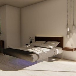 Lit suspendu Wood Bed avec tête de lit Air mesure 160X198 avec clavier aérien