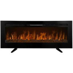 Cheminée Electrique Noire led 127cm Feu Eclairé Silencieux Chauffage 15-35°C 12 Couleurs de Flammes