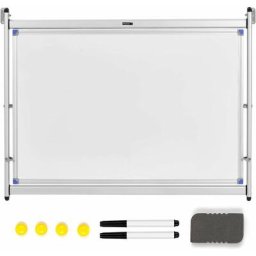 Tableau Blanc Magnétique Double Face 96,5 x 76 cm Effaçable à Sec Mural Cadre en Aluminium Plateau