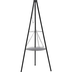 Grille de Barbecue Suspendue en Acier sur Trépied Design Classique Noir Gelai. - Noir