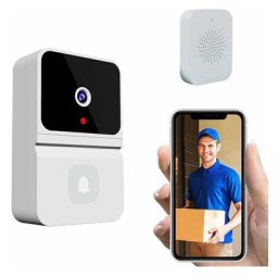 Tumalagia - Sonnette vidéo sans fil avec caméra intelligente avec vision nocturne 450p et stockage