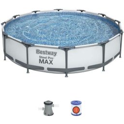 Bestway - 56416 Pro Max Frame Pool Steel Pro Set Piscine 366x76cm Pompe 1.249 L/h