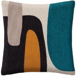 Coussin jacquard patch Orga 50x50cm bleu - Atmosphera créateur d'intérieur - Bleu