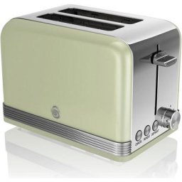 Swan - ST19010GNEU Retro Grille-pain à Fente Large 2 Tranches, 3 Fonctions, 6 Niveaux, Vintage 800W