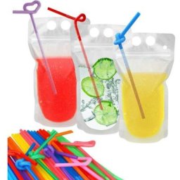 Moonstars - Lot de 150 sachets de boisson avec 150 trous de paille, sachets de jus congelables,