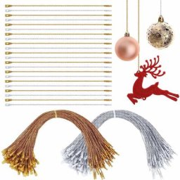 200 pièces Ficelle de Noël Or et Argent Cintres d'Ornements de Noël Hang Tag String Cordes de