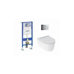 Pack complet wc Geberit UP320 + Cuvette one TurboFlush + Plaque Chromé Brillant
