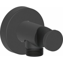 Duravit - Coude de raccordement pour flexible avec support douchette Noir mat - rosace ronde