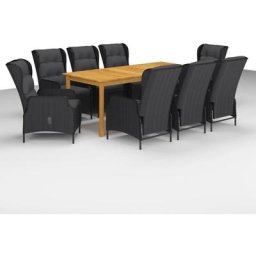 Ensemble table et chaise de jardin,Ensemble de salle à manger de jardin 9 pcs Gris foncé
