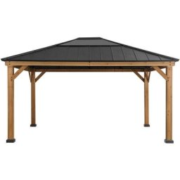 Tonnelle en cèdre ernir en anthracite - 393cm x 452cm