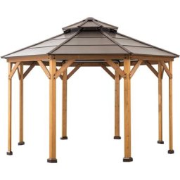 Tonnelle en cèdre eggi en marron - 395 cm x 395 cm,