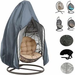 Patio Suspendus 230X200Cm Oeuf Chaise Couverture Rotin Extérieur en Osier Balançoire Chaise Étanche