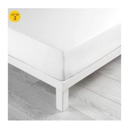 Douceur D'intérieur - Lot de 2 Draps housse 140 x 190 x 30 cm coton bio Biolina Blanc
