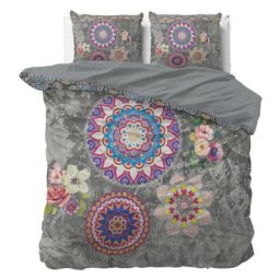 Déco Zen - Parure de Lit Double Coton Mandala - Housse de Couette 200x220 cm 2 Taies D'oreiller