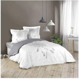 Housse de couette 220x240 + 2 taies Reveline coton - Gris