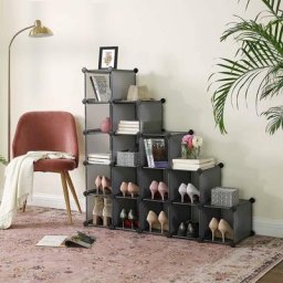 Songmics - Armoire à Chaussures à 15 Compartiments, Armoire Modulable, Étagère de Bricolage,