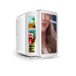 Mini Frigo de Chambre 5L avec Miroir à Maquillage led, 12V / 220V Mini Réfrigérateur Silencieux,