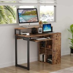 Tribesigns - Bureau Informatique,Table d'Ordinateur avec 4 Cube Etagères Bibliothèque et Porte