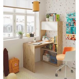 Dmora - Bureau Riverside, Bureau d'angle réversible avec bibliothèque, Table d'étude ou de bureau
