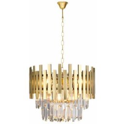 Kiom - Lampe à suspendre lustre en cristal Opelika or 6 x E14 métal + cristal ø 45 cm 11159