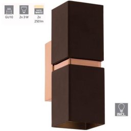Wall Passa en brun, cuivre 2x4W l: 5,5 h: 17cm