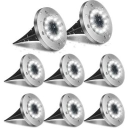Lampes solaires d'extérieur, 12 lampes de jardin à led étanches IP65 6000K Spots solaires encastrés