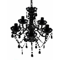 Hommoo - Lustre avec 5 ampoules Crystal noir HDV08153