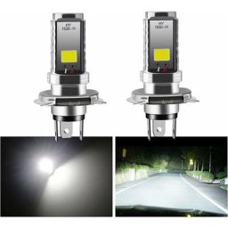 2 pcs Ampoule H4 led, Phare 12V moto/voiture, Phare De Ampoules cob 12W Ampoule led pour phares de