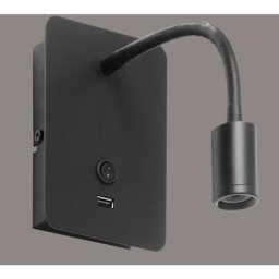 Applique Tête De Lit Noire Flexible Focus Avec Port Usb - Noir