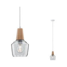 Paulmann - Lum en suspension Neordic Ylvie max1x20W E27 clair/bois 230V verre/bois