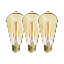 Lot de 3 Ampoules Déco Filament led ST64, culot E27, 806 Lumens, équivalence 60W, 1800 Kelvins,