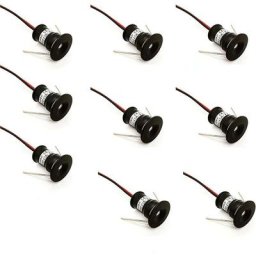 noir Lot de 9 mini spots LED 12 V 1 W encastrables au plafond pour cuisine, escalier, placard,
