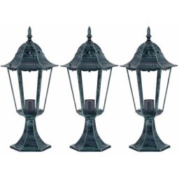 Lot de 3 lanternes d'extérieur à led pour chemin de jardin, éclairage de base, lampes en verre en