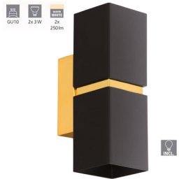 Wall Passa en noir, or 2x4W l: 5,5 h: 17cm