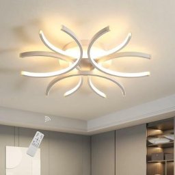 Plafonnier Led Dimmable, 72W 6400LM Lampe Plafond Télécommandé, Pétales Courbes Modernes pour