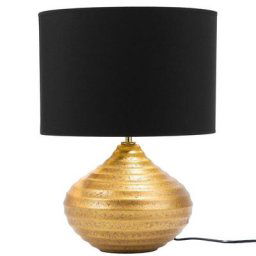 Lampe de Table Chevet en Céramique Dorée avec Abat-jour Noir E27 Max 60W Design Élégant et Tendance