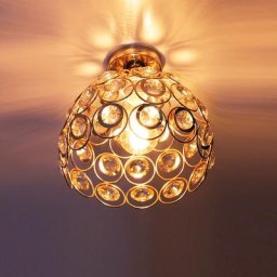 Or rose Moderne Industriel Plafonnier Métal 26cm, Creux Lampe Cristal diy Lustre pour Salon Chambre
