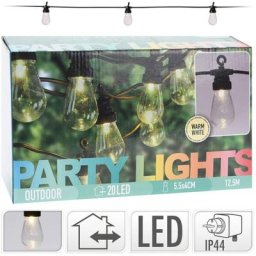 Ensemble d'éclairage à led de fête 20 ampoules 12 v Progarden Noir