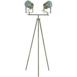 Lampadaire Trepied 'Ebbi' en métal pour salon & salle à manger - laiton ancien