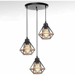 Suspension luminaire industriel design rétro, lustre suspendue 3 lampe en métal corde de chanvre,