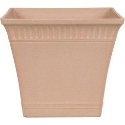 Cache-Pot Carré Rouge Clair Effet Terracotta 34 x 34 x 30 cm Pot de Fleurs en Pierre et Polyrésine