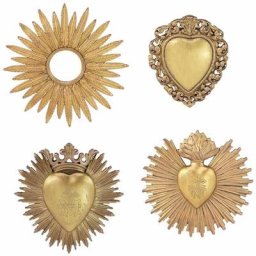 Set de 4 décorations murales Ex Voto et miroir baroque doré Manderley - D´oro