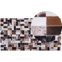 Tapis Patchwork 80 x 150 cm en Cuir Multicolore Rectangles Fait Main Moderne Cesme - Multicolore